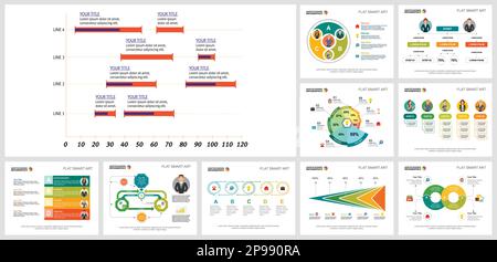 Illustrierendes farbenfrohes Diagrammvorlagenset Stock Vektor