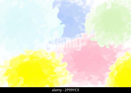 Abstrakte Flecken in hellen Pastellfarben im Frühling in Aquarellfarben. Abstrakter Hintergrund. Textur. Vorlage für Beschriftung oder Beschriftung. Entwerfen Sie Begrüßungen, Einladungen oder Poster, Broschüren oder Etiketten. EPS Stock Vektor