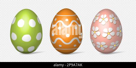 Set aus bunten Ostereiern, isoliert auf weißem Hintergrund Stock Vektor