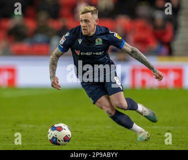 10. März 2023; bet365 Stadium, Stoke, Staffordshire, England; EFL Championship Football, Stoke City gegen Blackburn Rover; Sammie Szmodics von Blackburn Rover Stockfoto