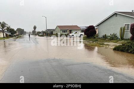 Watsonville, Kalifornien, USA. 10. März 2023. Starke Regenfälle führen zu Überschwemmungen. Überschwemmungen haben zahlreiche Straßen in Watsonville gesperrt. (Kreditbild: © Watsonville Police/ZUMA Press Wire) NUR REDAKTIONELLE VERWENDUNG! Nicht für den kommerziellen GEBRAUCH! Stockfoto