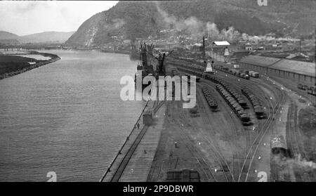 Mawhera Quay, Greymouth wharf, wahrscheinlich der 1930er Jahre, Westland, Neuseeland Stockfoto