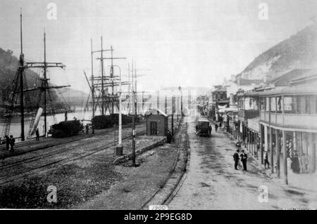 Mawhera Quay, Greymouth Wharf, wahrscheinlich Anfang 1900, Westland, Neuseeland Stockfoto