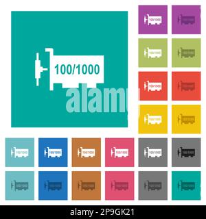 Gigabit-ethernet-Netzwerk-Controller mehrfarbige flache Symbole auf einem einfachen quadratischen Hintergrund. Enthält weiße und dunklere Symbolvarianten für Mouseover oder Active Stock Vektor