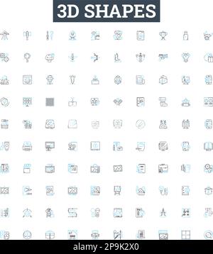 Symbole für vektorlinien für 3D-Formen festgelegt. Polyeder, Würfel, Pyramide, Quader, Tetraeder, Achtaheder, Prismendarstellung umreißt Konzeptsymbole und -Zeichen Stock Vektor