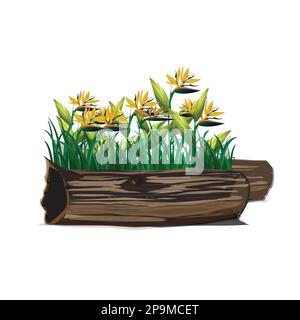 Grasblume und toter Holzvektor. Stock Vektor
