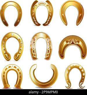 Vektordarstellung des goldenen Horsehoe-Luck-Konzepts Stock Vektor