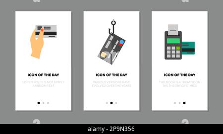 Kreditkarte mit flacher Symbolgruppe Stock Vektor
