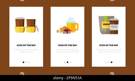 Flacher Morgenkaffee – Symbolset Stock Vektor