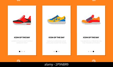 Farbenfrohe Sneaker Flat Vector Icon Set Stock Vektor
