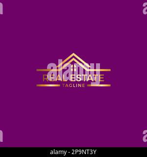 Real Estate Luxury Logo In Gold. Home-Logo Stock Vektor