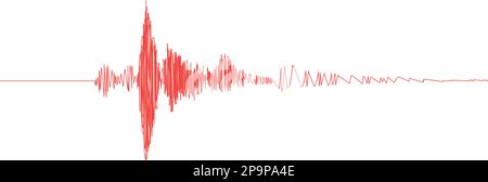 Seismogramm der seismischen Aktivität oder rote Aufzeichnung des Lügendetektors. Erdbeben- oder Tonsignaldiagramm-Hintergrund. Bodenbewegung, Vulkanausbruch. Lügendetektor oder Stock Vektor