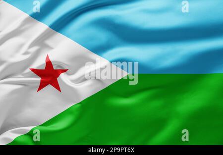 Die Nationalflagge von Dschibuti Stockfoto