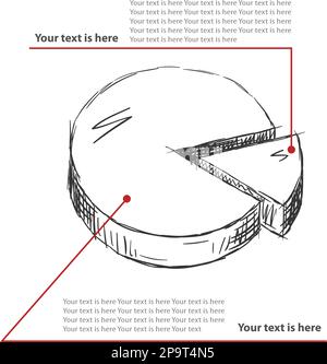 3D-Tortendiagramm handgezeichnet Stock Vektor