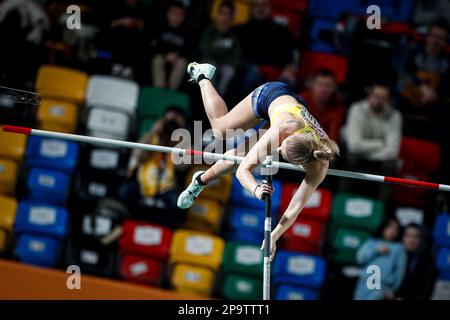 Istanbul, Türkei, 4. März 2023. Michaela Meijer aus Schweden nimmt an der Europameisterschaft der Leichtathletik 2023 - Tag 2 in der Atakoy Arena in Istanbul, Türkei, im Pole Vault Women Final Teil. 4. März 2023. Kredit: Nikola Krstic/Alamy Stockfoto