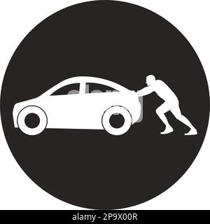 Das Auto-Symbol ist kaputt oder hat das Fahrzeug-Vektorbild-Flachdesign verschoben Stock Vektor