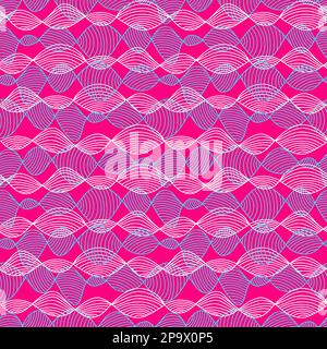 Neonrosa abstraktes nahtloses Muster mit Wellenkonturen. Stock Vektor