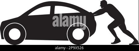Das Auto-Symbol ist kaputt oder hat das Fahrzeug-Vektorbild-Flachdesign verschoben Stock Vektor