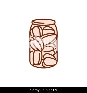 Eingelegter Paprika in einem Glas, Symbol für die Farblinie. Stock Vektor