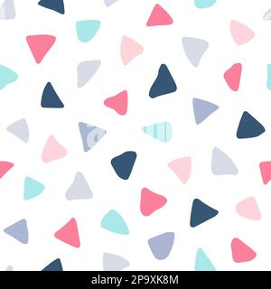Kindisches Nahtmuster. Skandinavischer Hintergrund. Pastellfarben. Immer wieder süße Kulisse. Im Scandi-Stil gedruckt. Unregelmäßige Dreiecke. Ich Wiederhole Stock Vektor