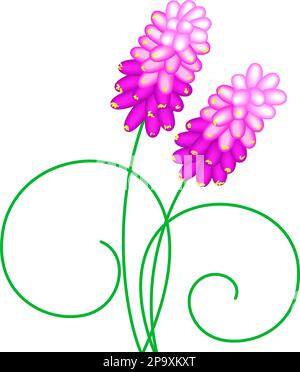 Pinkfarbene Blumen isoliert auf weißer Vektordarstellung Stock Vektor