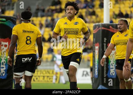 Wellington, Neuseeland. 11. März 2023. TK Howden (20 Wellington Hurricanes) nimmt als U-Boot am Spiel Teil. Wellington Hurricanes gegen Auckland Blues im Sky Sport Stadium in Wellington, Neuseeland. Super Rugby. Blues gewinnt 25:19. (Joe Serci - SPP) Kredit: SPP Sport Press Photo. Alamy Live News Stockfoto