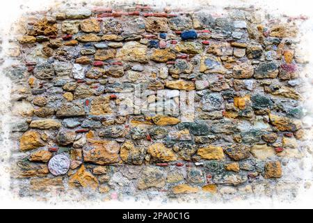 Maurertechnik der Antike, Schloss Lissabon, Portugal Stockfoto