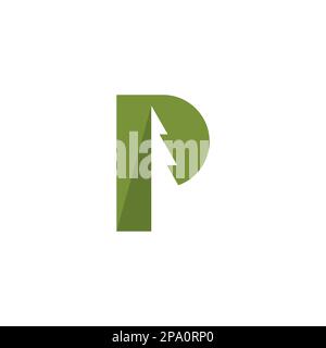 Logo-Design mit P-Pine-Motiv. Kiefernbaum-Logo. Naturvektor Stock Vektor