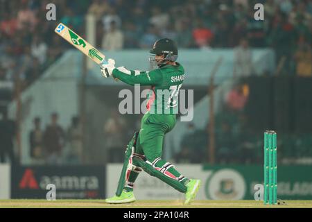 Tiger Captain Shakib Al Hasan während des 1. T20I. Spiels von drei Spielserien in Bangladesh-England im Zahur Ahmed Chowdhury Cricket Stadium, Sagorika, Chatt Stockfoto