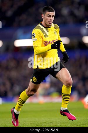 Borussia Dortmunds Giovanni Reyna während der UEFA Champions League-Runde mit 16 Zweitbeinen auf der Stamford Bridge, London. Foto: Dienstag, 7. März 2023. Stockfoto