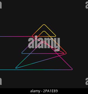 Eine Strichzeichnung des weihnachtsbaums, Regenbogenfarben auf schwarzem Hintergrund Vektor minimalistische lineare Darstellung mit durchgehender Linie Stock Vektor