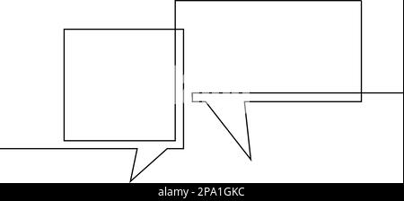 Eine Strichzeichnung mit zwei Sprechblasen, minimalistische lineare Schwarz-Weiß-Vektordarstellung mit durchgehender Linie Stock Vektor