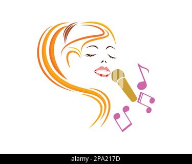 Frau singt Illustration visualisiert mit Simple Illustration Stock Vektor