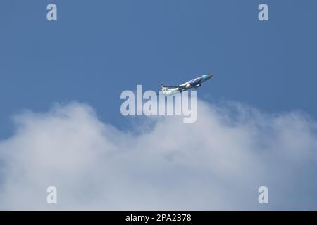 Chiangmai, Thailand - Dezember 12 2022: HS-DBP Boeing 737-800 von NokAir. Fahren Sie vom Flughafen Chiangmai nach Bangkok. Stockfoto