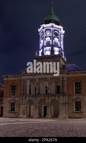 Dublin Castle State Apartments Eingang beleuchtet, Dublin, Irland Stockfoto