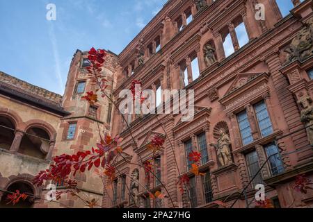 Ottheinrich Wing (Ottheinrichsbau) im Heidelberger Schloss - Heidelberg Stockfoto