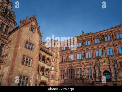 Ottheinrich Wing (Ottheinrichsbau) im Heidelberger Schloss - Heidelberg Stockfoto