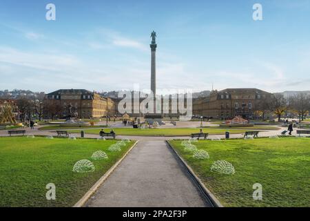 Schlossplatz und Jubiläumssäule - Stuttgart Stockfoto