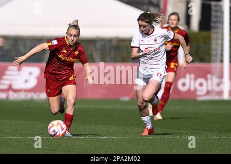 Rom, Italien. 11. März 2023. Giada Greggi von AS Roma Women während der Halbfinale der zweiten Etappe der Coppa Italia FS Italiane zwischen A.S. Roma Women und A.C. Mailand Women im Tre Fontane Stadion am 11. März 2023 in Rom. Kredit: Unabhängige Fotoagentur/Alamy Live News Stockfoto