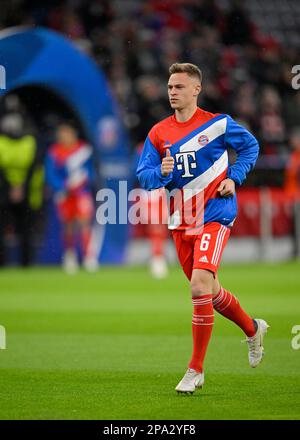 Warm-up, Training vor dem Spiel, Joshua Kimmich FC Bayern München FCB, CL, Champions League Match, Allianz Arena, München, Bayern, Deutschland Stockfoto