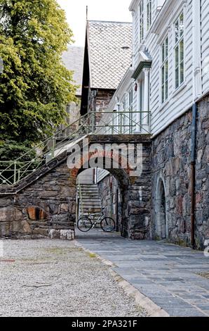 Straße im alten Zentrum von Stavanger - ein Bereich im Stadtzentrum der Gemeinde Stavanger im Rogaland County, Norwegen. 22. vom Juli 2012 Stockfoto