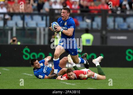 Rom, Italia. 11. März 2023. Paolo Garbisi von Italien während des sechs-Nationen-Rugbyspiels zwischen Italien und Wales im Stadio Olimpico in Rom am 11. März 2023. Foto: Antonietta Baldassarre/Insidefoto Credit: Insidefoto di andrea staccioli/Alamy Live News Stockfoto