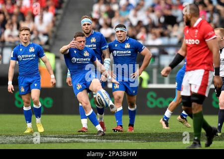 Rom, Italia. 11. März 2023. Paolo Garbisi von Italien während des sechs-Nationen-Rugbyspiels zwischen Italien und Wales im Stadio Olimpico in Rom am 11. März 2023. Foto: Antonietta Baldassarre/Insidefoto Credit: Insidefoto di andrea staccioli/Alamy Live News Stockfoto