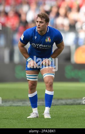 Rom, Italia. 11. März 2023. Lorenzo Cannone von Italien während des sechs-Nationen-Rugbyspiels zwischen Italien und Wales im Stadio Olimpico in Rom am 11. März 2023. Foto: Antonietta Baldassarre/Insidefoto Credit: Insidefoto di andrea staccioli/Alamy Live News Stockfoto