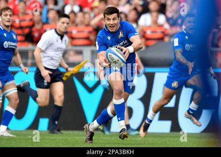 Rom, Italia. 11. März 2023. Tommaso Allan von Italien während des sechs-Nationen-Rugbyspiels zwischen Italien und Wales im Stadio Olimpico in Rom am 11. März 2023. Foto: Antonietta Baldassarre/Insidefoto Credit: Insidefoto di andrea staccioli/Alamy Live News Stockfoto