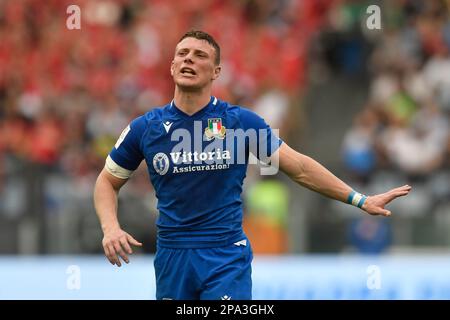 Rom, Italia. 11. März 2023. Paolo Garbisi von Italien während des sechs-Nationen-Rugbyspiels zwischen Italien und Wales im Stadio Olimpico in Rom am 11. März 2023. Foto: Antonietta Baldassarre/Insidefoto Credit: Insidefoto di andrea staccioli/Alamy Live News Stockfoto