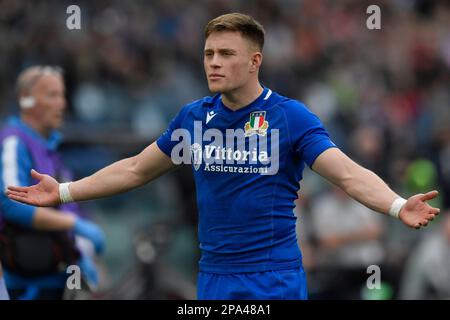 Rom, Italia. 11. März 2023. Stephen Varney von Italien während des sechs-Nationen-Rugbyspiels zwischen Italien und Wales im Stadio Olimpico in Rom am 11. März 2023. Foto: Antonietta Baldassarre/Insidefoto Credit: Insidefoto di andrea staccioli/Alamy Live News Stockfoto