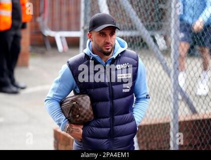 Der Kyle Walker von Manchester City kommt vor dem Premier League-Spiel im Selhurst Park, London, im Stadion an. Foto: Samstag, 11. März 2023. Stockfoto