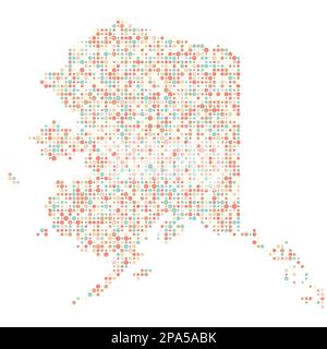 Alaska Map Silhouette verpixelt abgeleitete Musterdarstellung Stock Vektor