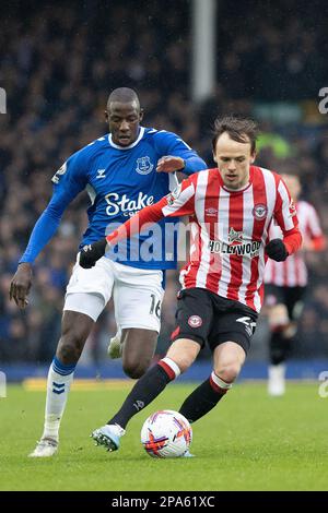 ,Mikkel Damsgaard in Besitz während des Premier League-Spiels Everton gegen Brentford im Goodison Park, Liverpool, Großbritannien, 11. März 2023 (Foto: Phil Bryan/News Images) Stockfoto